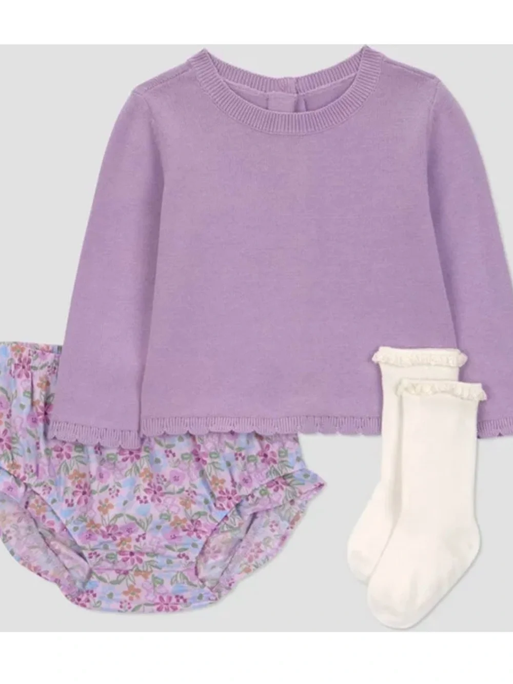 Carter's Just One You Baby Girls' 3pc Floral Sweater Set with Bloomer & Socks 3M